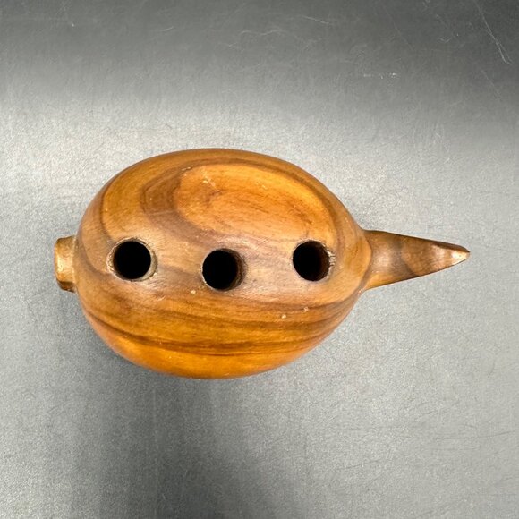 Vintage Mid Century Modern Wooden Puffer Fish Pencil Holder Paperweight Kitschy - Picture 6 of 11